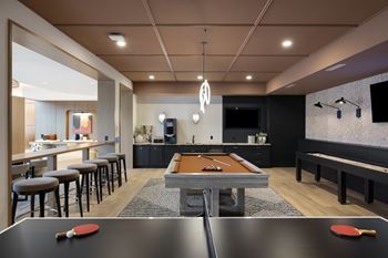 Game Lounge with billiards, ping pong, foosball, and shuffleboard at The Mera in St. Louis Park, 55426